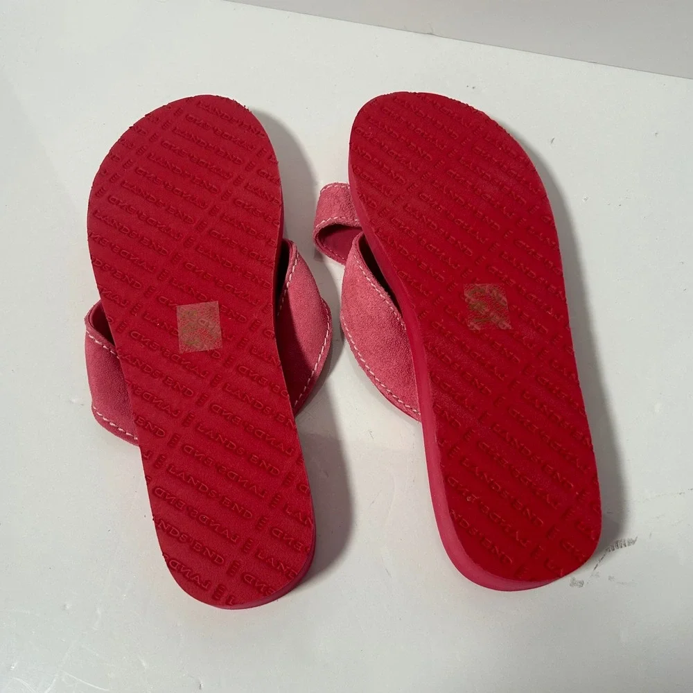 Lands‎ End Womens Fuchsia Pink Suede Crisscross Platform Sandals 9M